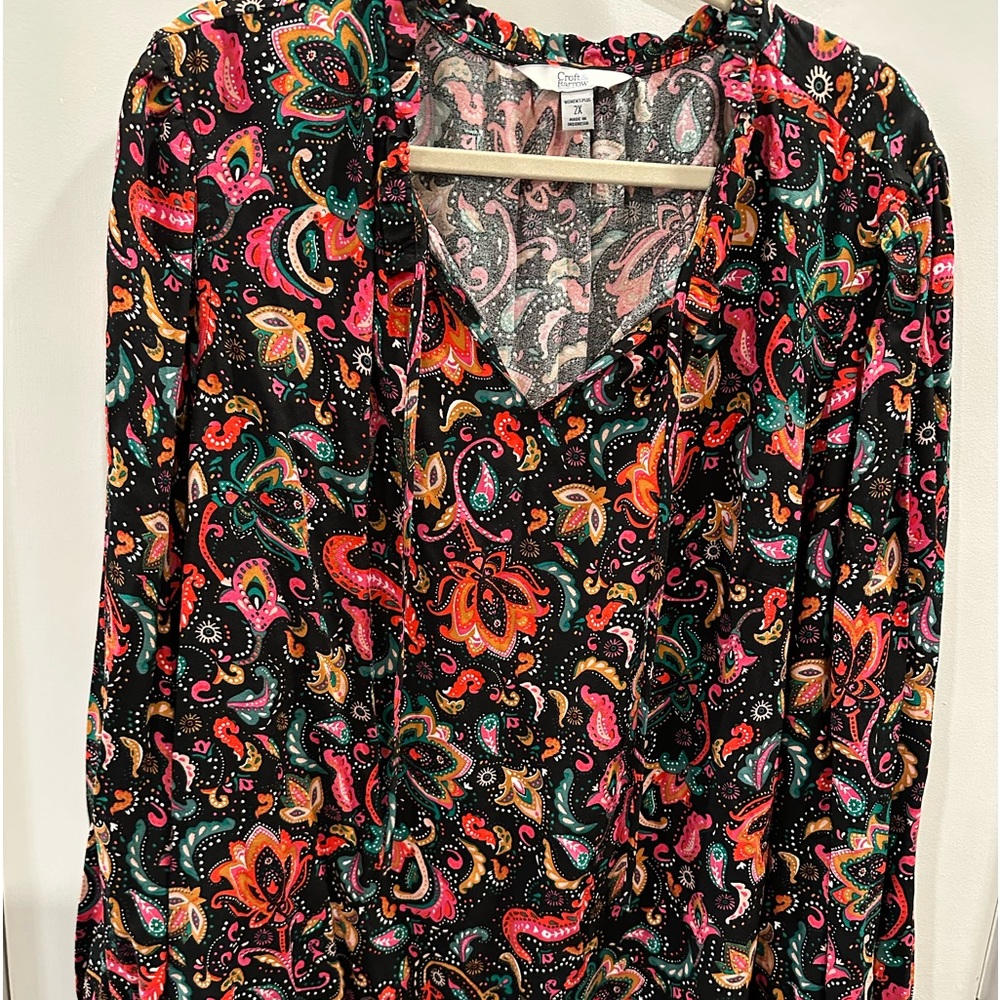 Croft and Barrow dress top size 2x black floral